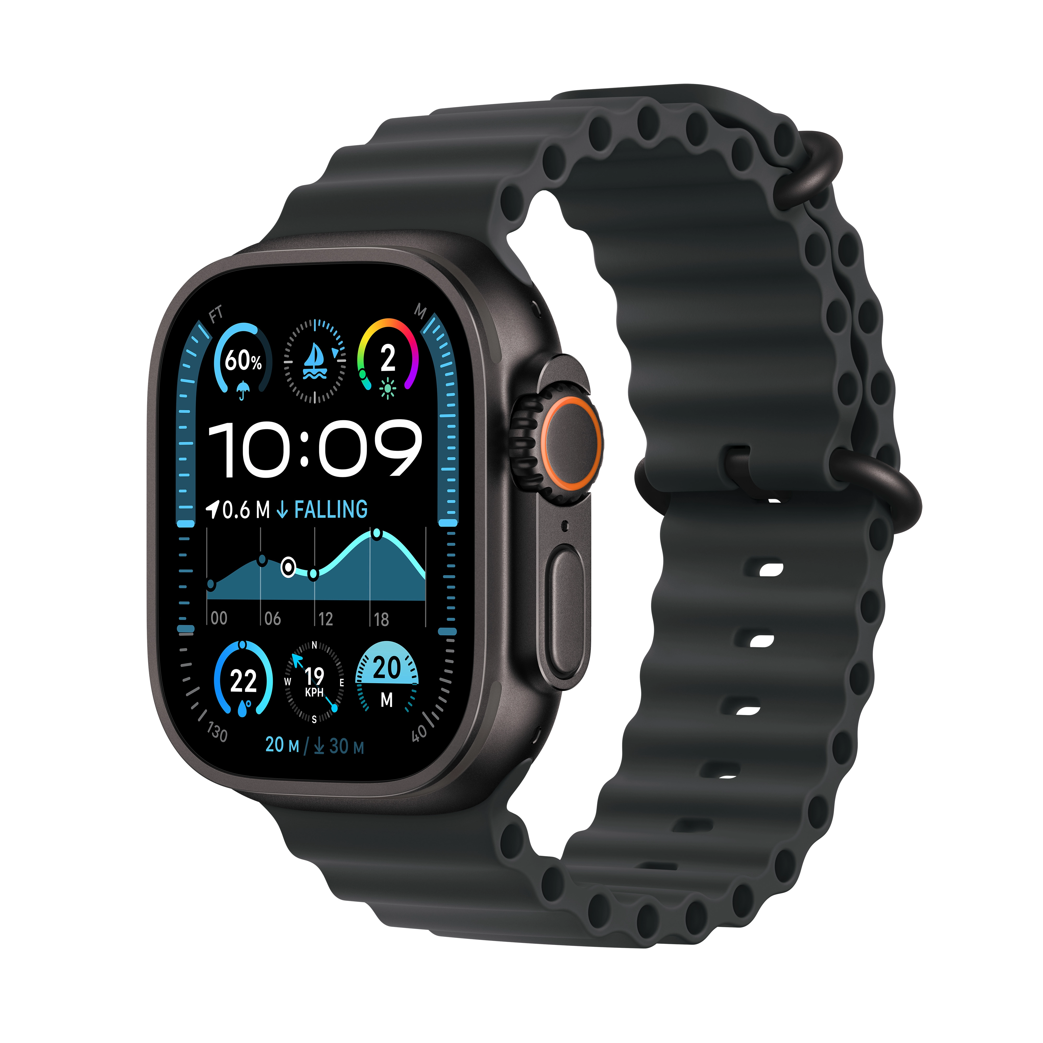 Apple Watch Ultra 2 GPS + Cellular Koperta z tytanu czarna 49mm Pasek Ocean Czarny