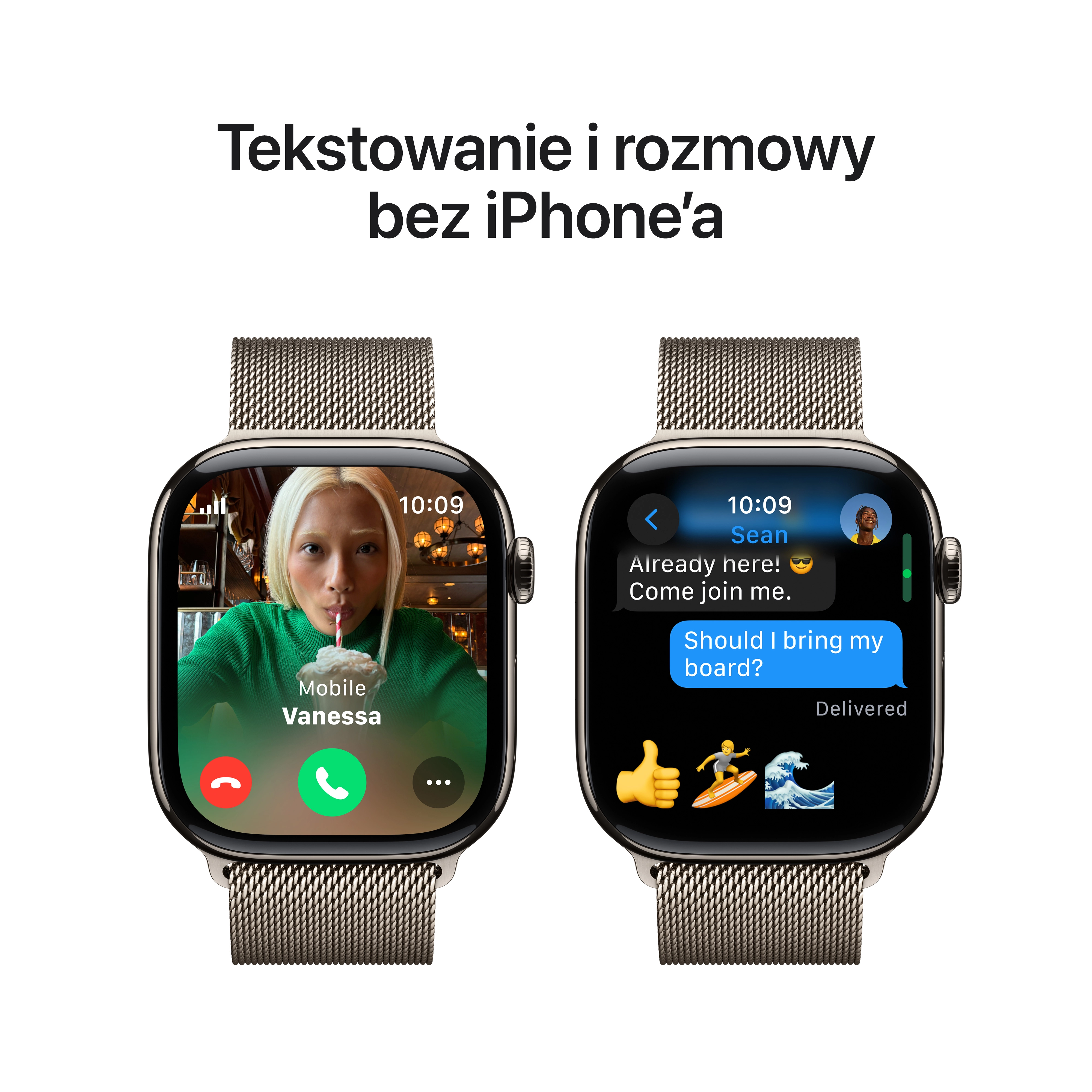 Apple Watch Series 10 GPS + Cellular koperta 46mm tytan naturalny bransoleta mediolańska naturalna M/L