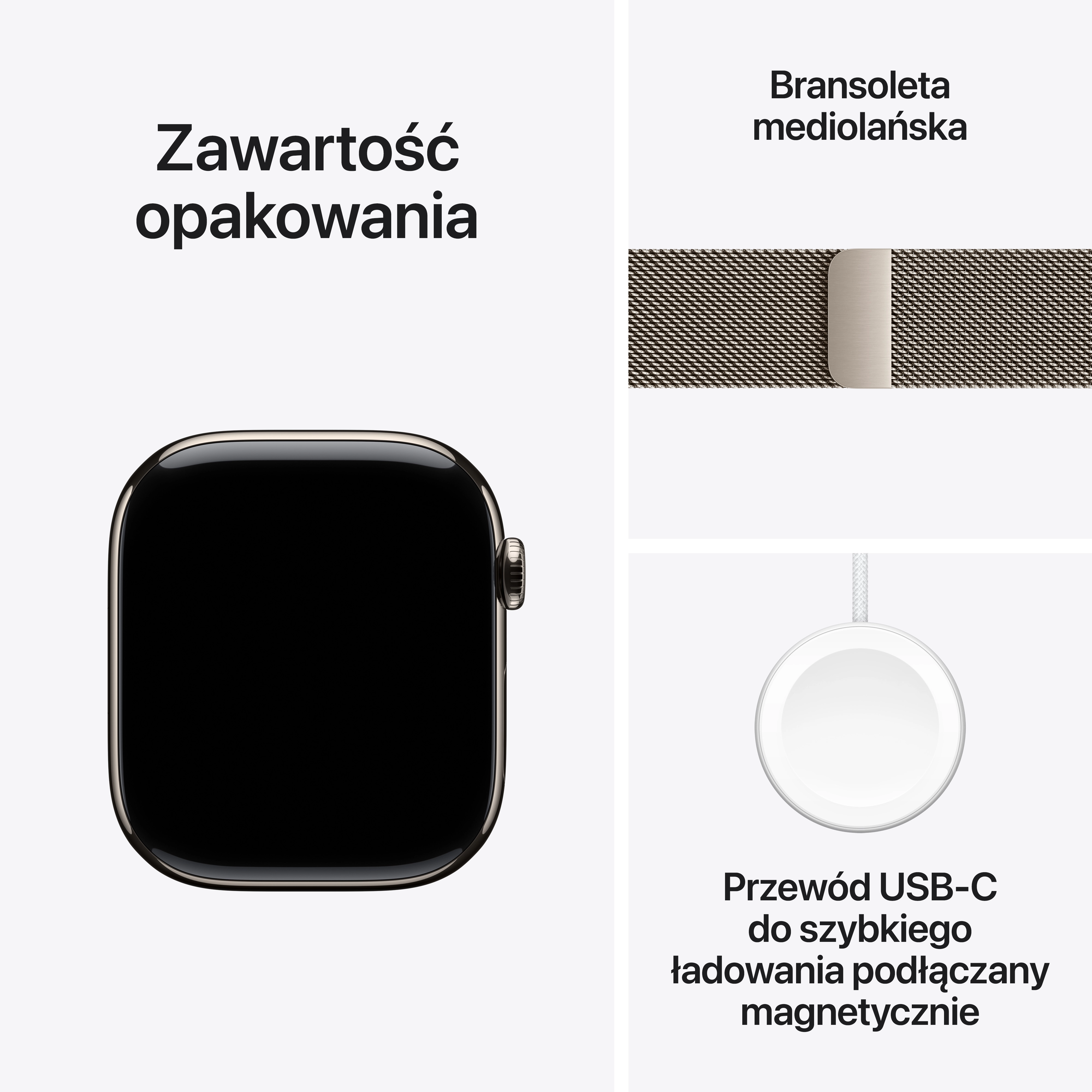 Apple Watch Series 10 GPS + Cellular koperta 46mm tytan naturalny bransoleta mediolańska naturalna M/L