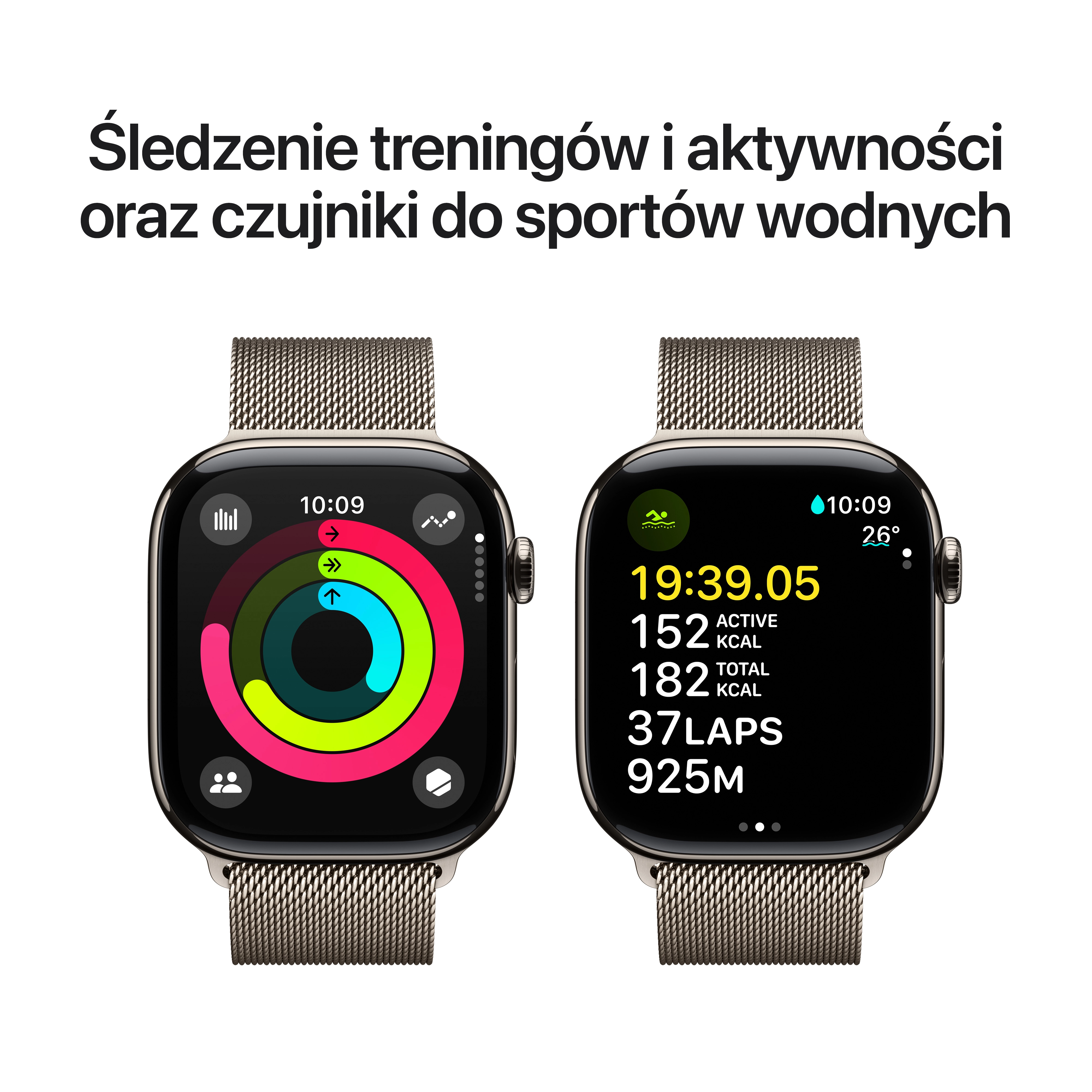 Apple Watch Series 10 GPS + Cellular koperta 46mm tytan naturalny bransoleta mediolańska naturalna M/L