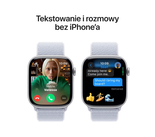 Apple Watch Series 10 GPS AI + Cellular AI koperta 46mm aluminium srebrny opaska sportowa  błękitny obłok - Kup na Raty - RRSO 0%