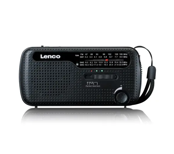 Lenco MCR-113BK Radio FM Ładowanie solarne, Ręczna korbą, Latarka i Powerbank Czarny - ⚡ EURO HIT CENOWY! ⚡