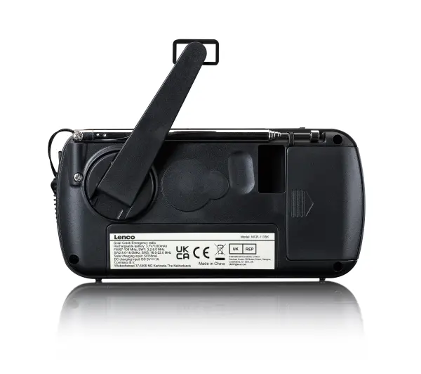 Lenco MCR-113BK Radio FM Ładowanie solarne, Ręczna korbą, Latarka i Powerbank Czarny - ⚡ EURO HIT CENOWY! ⚡