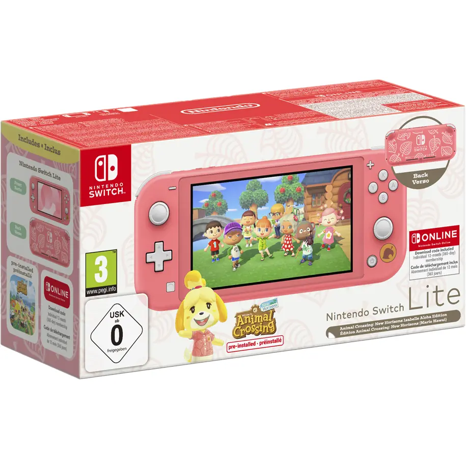 Konsola Nintendo Switch Lite Coral + Animal Crossing: New Horizons + Nintendo Online 365dni
