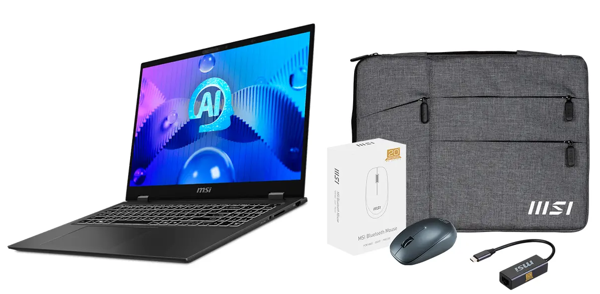 Laptop MSI Prestige 16 AI Evo B1MG-060PL 16" Ultra 7 155H 32GB RAM 1TB Dysk SSD Win11 Szary + Zestaw AKC Funkcje AI