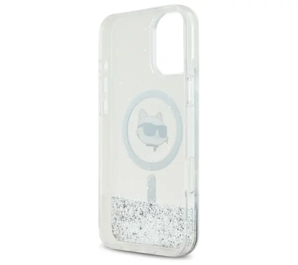 Karl Lagerfeld Liquid Glitter Choupette Head MagSafe do iPhone 16 Przezroczysty