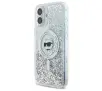 Etui Karl Lagerfeld Liquid Glitter Choupette Head MagSafe do iPhone 16 Przezroczysty