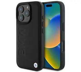 BMW Leather Hot Stamp do iPhone 16 Pro Max Czarny