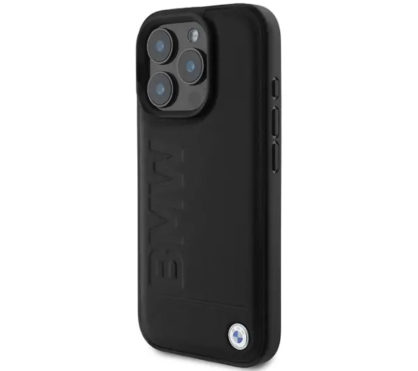 BMW Leather Hot Stamp do iPhone 16 Pro Max Czarny