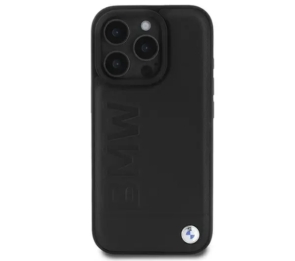 BMW Leather Hot Stamp do iPhone 16 Pro Max Czarny