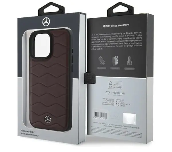 Mercedes-Benz MB Waves Leather do iPhone 16 Pro Max Czerwony