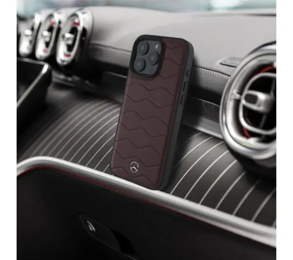 Mercedes-Benz MB Waves Leather do iPhone 16 Pro Max Czerwony