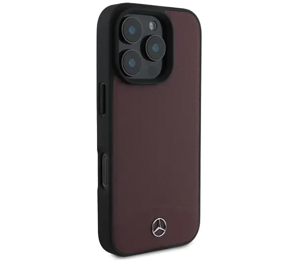 Mercedes-Benz Textured And Plain Leather MagSafe do iPhone 16 Pro Max Czerwony