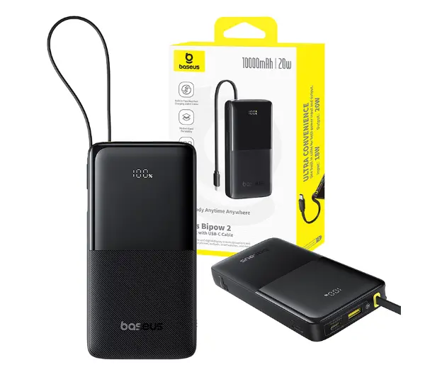 Baseus Bipow 2 Digital Display 10000mAh 20W Czarny - ⚡ BESTSELLERY ⚡