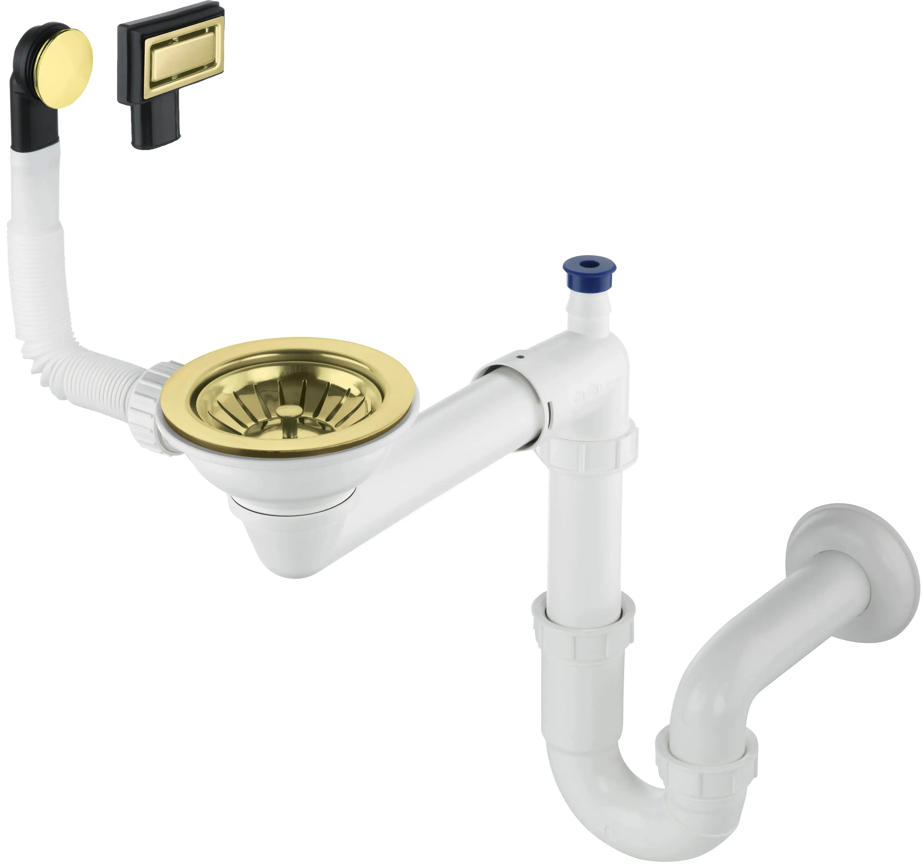 Syfon do zlewozmywaka Deante granitowego 1-komorowego Space-Saver Złoto szczotkowane