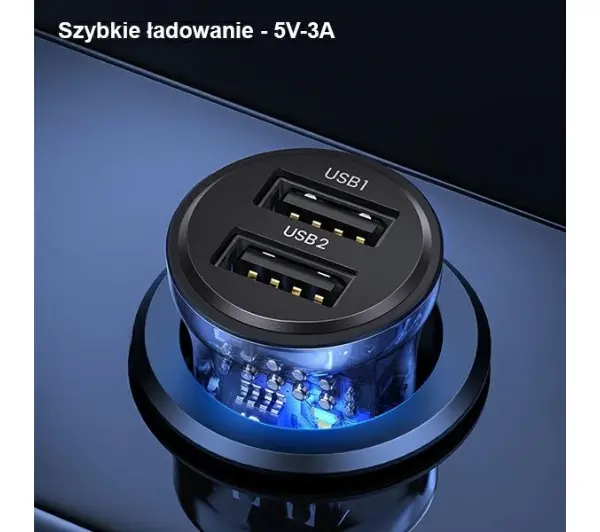USAMS 3A 2xUSB-A Fast Charge Niebieski