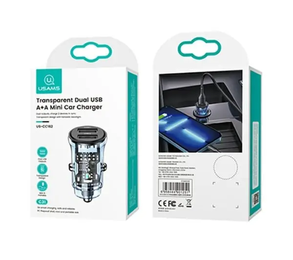 USAMS 3A 2xUSB-A Fast Charge Niebieski