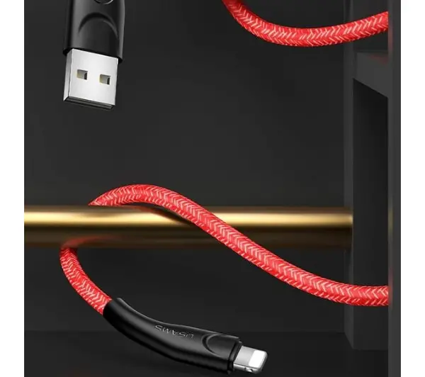 USAMS USB do Lightning 2A Fast Charge 1m Czerwony