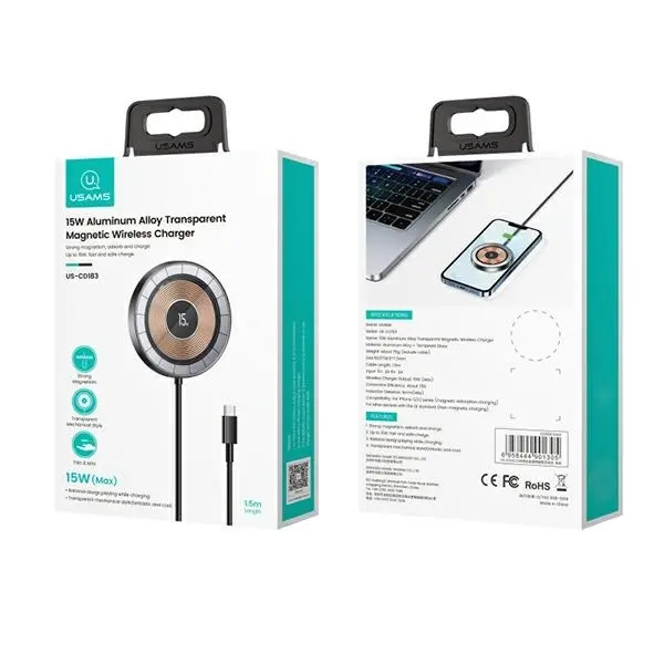 Ładowarka indukcyjna USAMS magnetic 15W Czarny