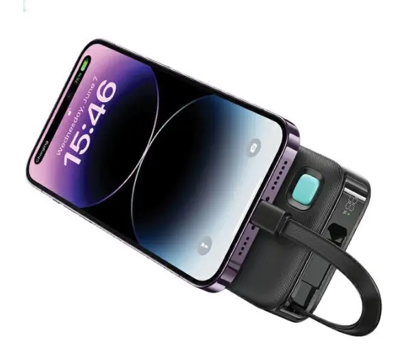 USAMS US-CD225 Ze zwijanym kablem Lightning Retractable 10000mAh PD 20W Fast Charge XY Series Fioletowy