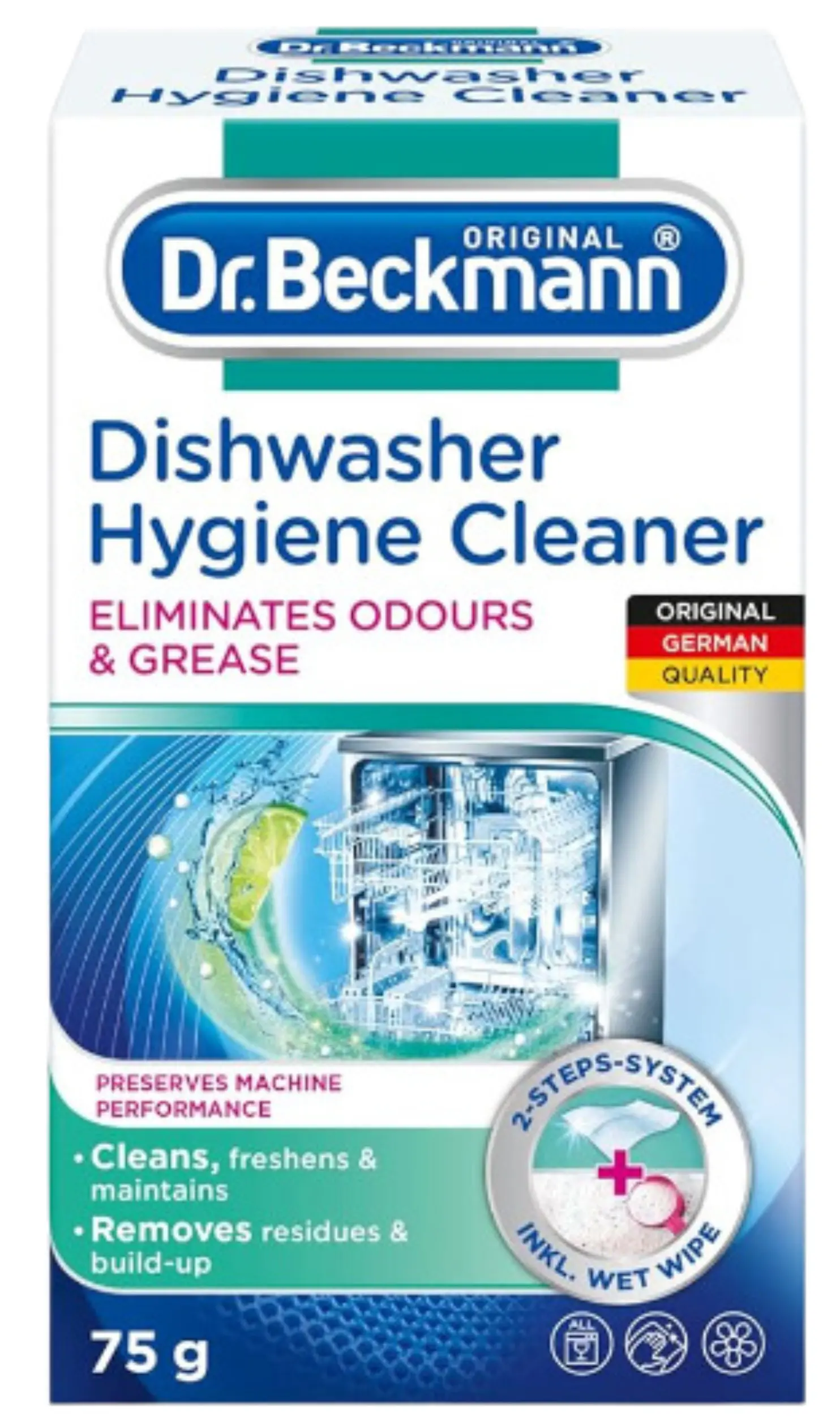 Proszek do czyszczenia zmywarki Dr. Beckmann 75g z chusteczką czyszczącą