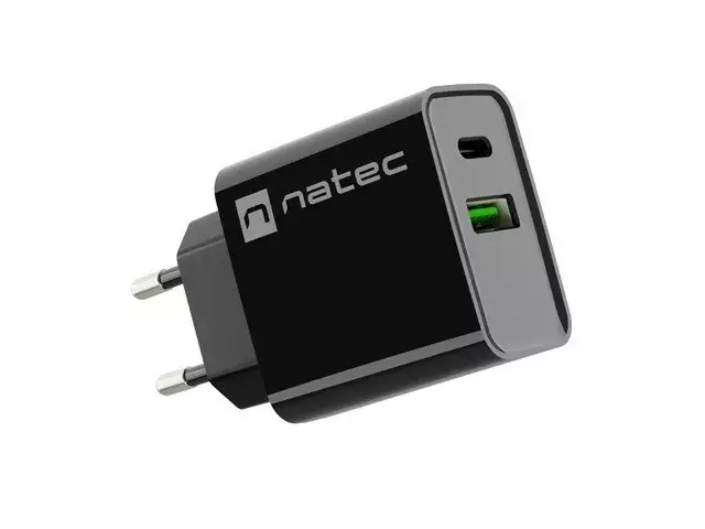 Ładowarka sieciowa Natec Ribera 1x USB-A + 1x USB-C 20W Czarny