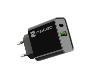 Natec Ribera 1x USB-A + 1x USB-C 20W Czarny