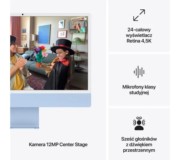 Apple iMac Retina 4.5K M4 10-rdzeni 23,5" 16GB RAM 256GB Dysk SSD macOS Niebieski - Kup na Raty - RRSO 0%