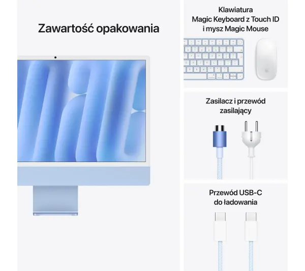 Apple iMac Retina 4.5K M4 10-rdzeni 23,5" 16GB RAM 256GB Dysk SSD macOS Niebieski - Kup na Raty - RRSO 0%