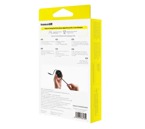 Baseus Free2Pull USB-C 20W 1m Czarny - ⚡ EURO HIT CENOWY! ⚡