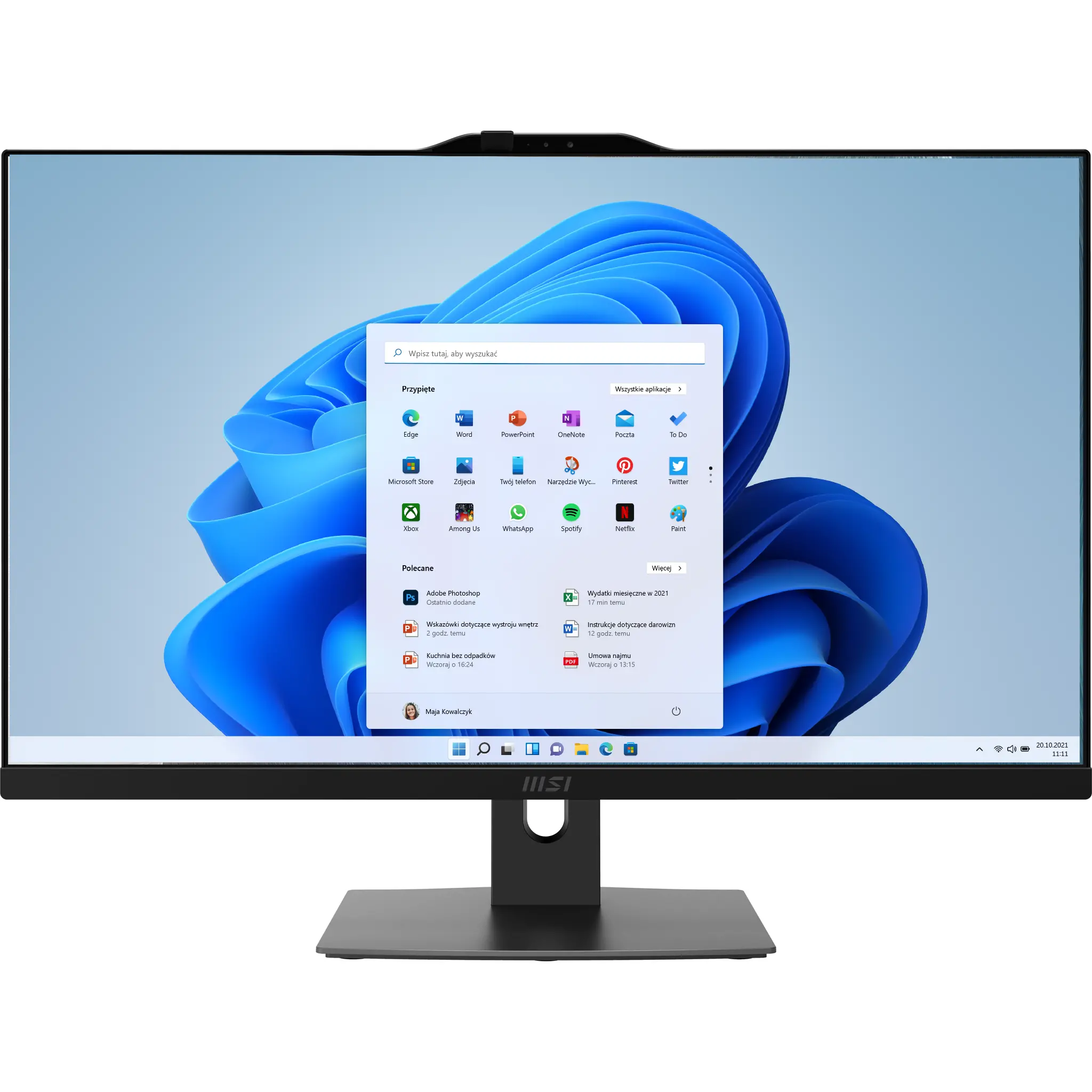 Komputer MSI Modern AM272P 1M-855EU Core 5 120U 27" 16GB RAM 512GB Dysk SSD Win11 Pro Czarny