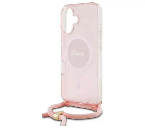 Guess Crossbody Cord Script MagSafe do iPhone 16 Różowy