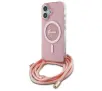 Etui Guess Crossbody Cord Script MagSafe do iPhone 16 Różowy