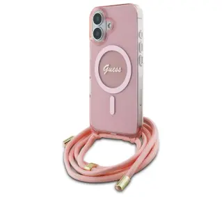 Guess Crossbody Cord Script MagSafe do iPhone 16 Różowy