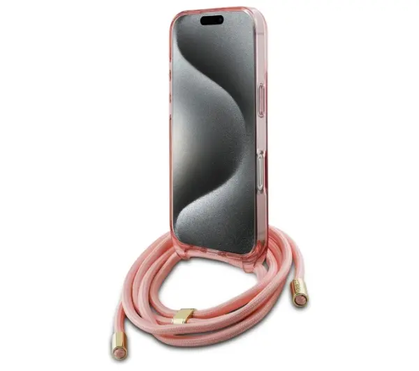 Guess Crossbody Cord Script MagSafe do iPhone 16 Różowy