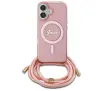 Etui Guess Crossbody Cord Script MagSafe do iPhone 16 Różowy