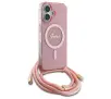 Etui Guess Crossbody Cord Script MagSafe do iPhone 16 Różowy