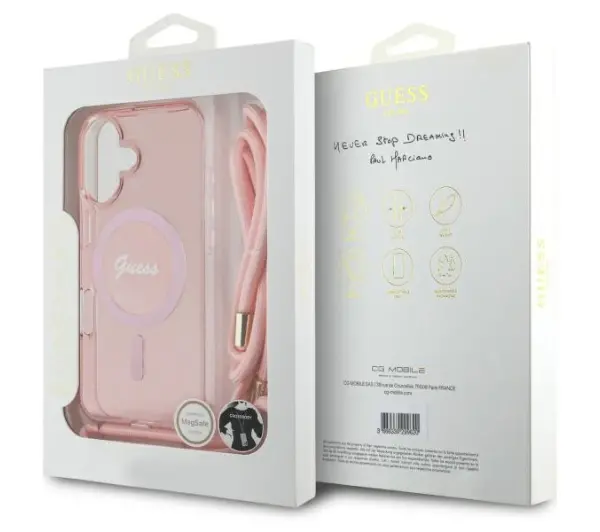 Guess Crossbody Cord Script MagSafe do iPhone 16 Różowy