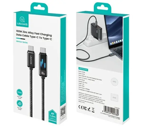 USAMS USB-C do USB-C 100W 1,2m Czarny