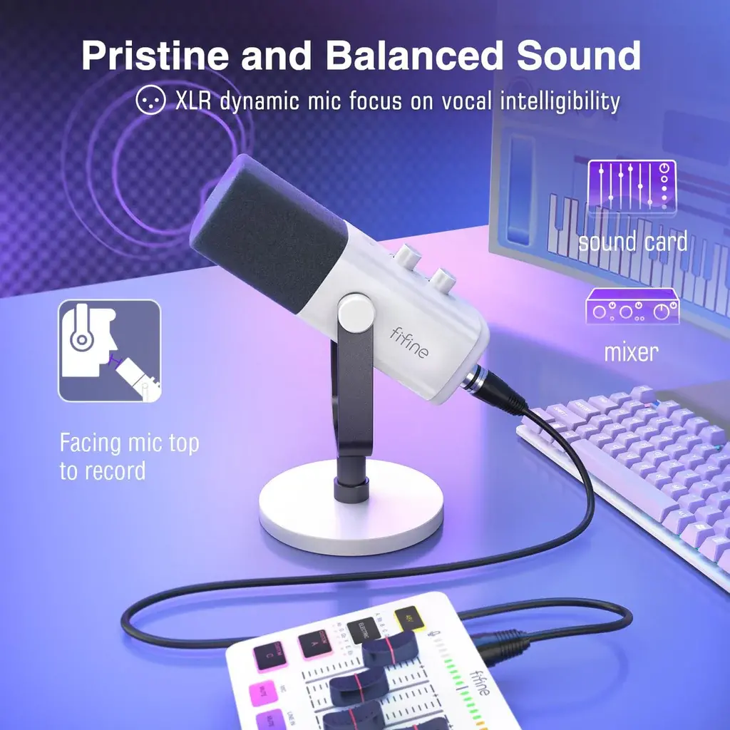 FIFINE　ダイナミックマイク　AmpliGame AM8W　ホワイト Amazon.co.jp: FIFINE USB/XLRスタンドアロンマイク テレワーク