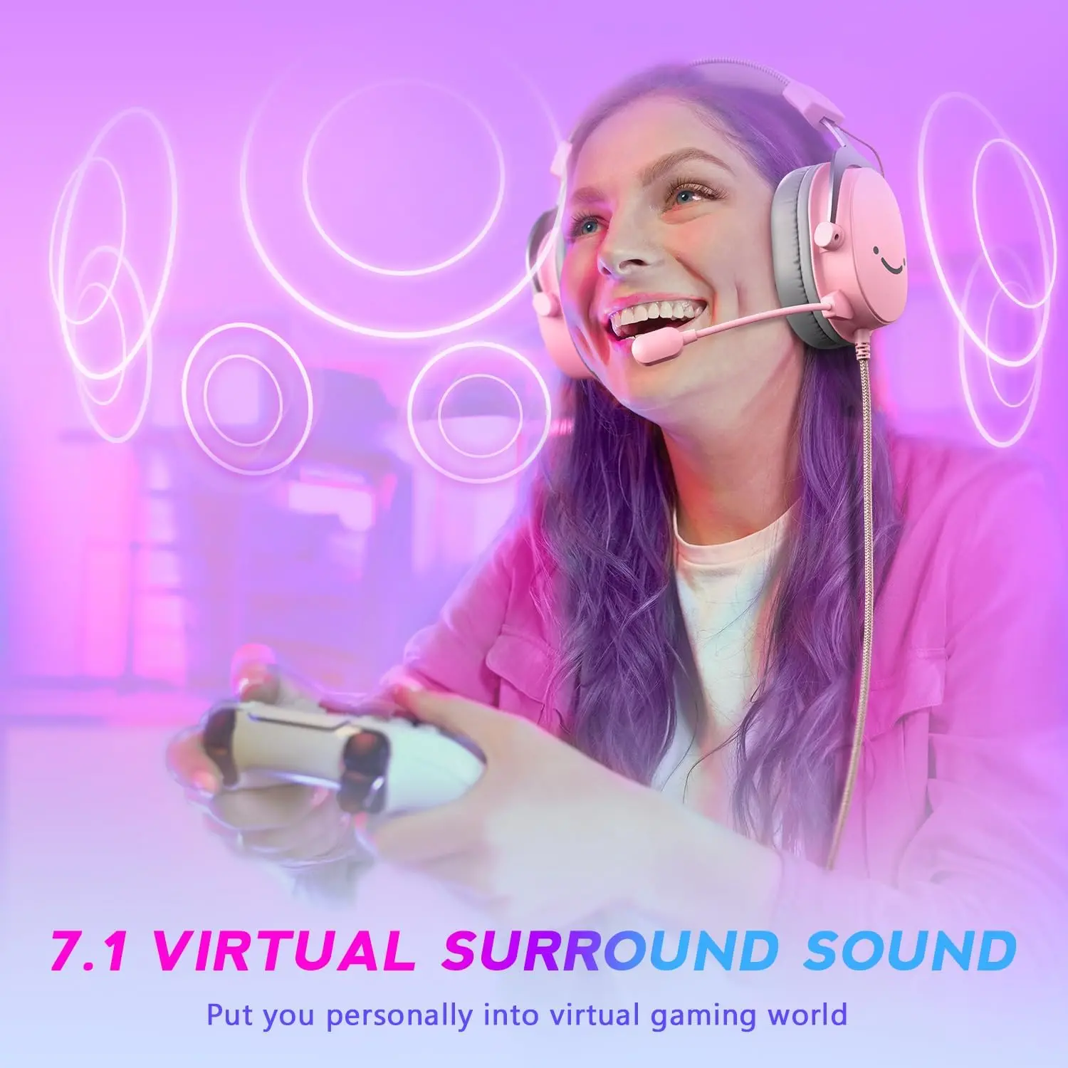 фото Навушники з мікрофоном Fifine H9P Pink