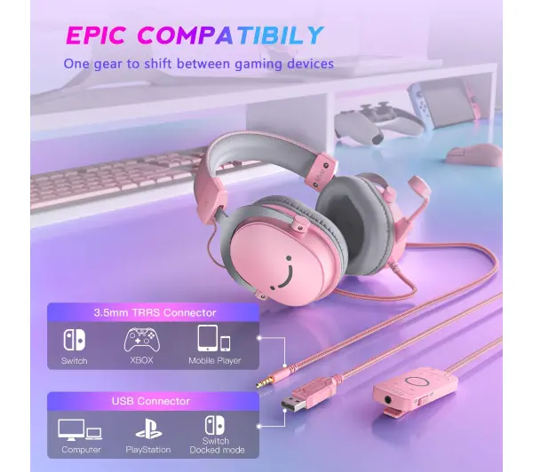 Fifine AmpliGame H9P Nauszne Różowy