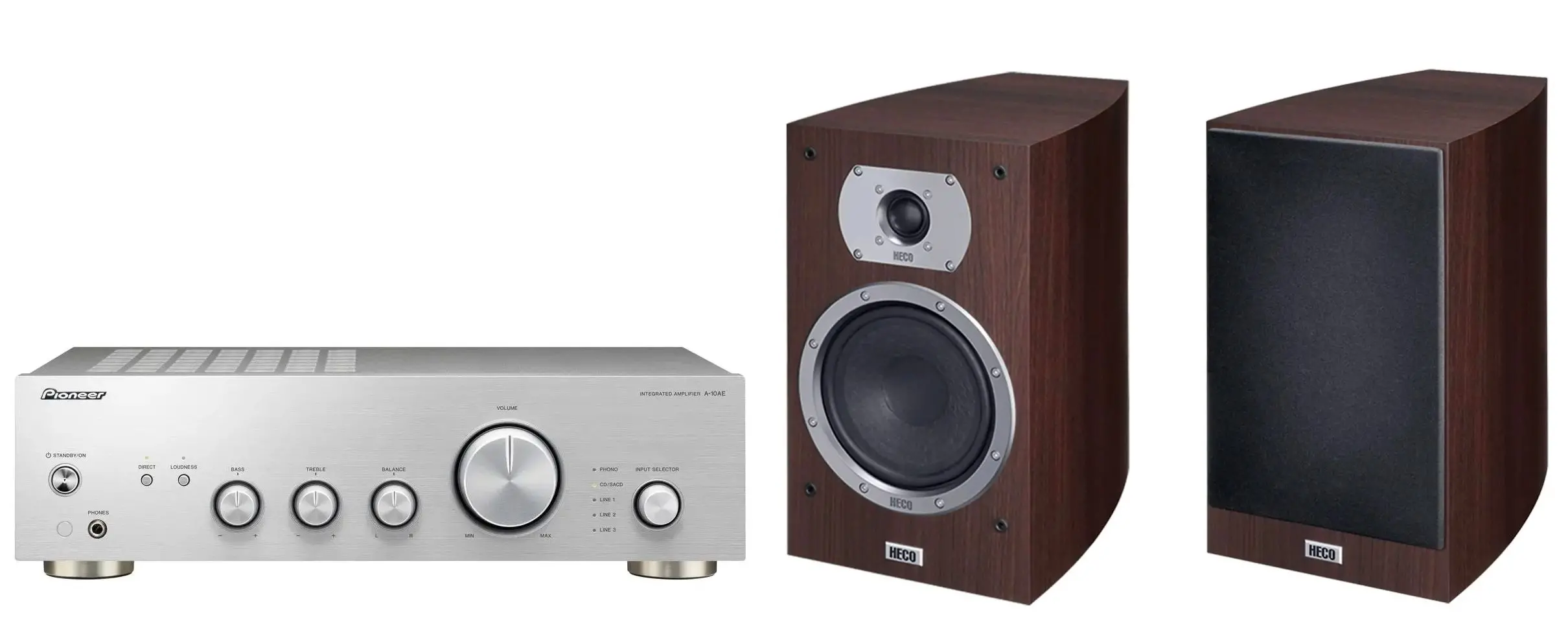 Zestaw stereo Pioneer A-10AE Srebrny + Heco Victa Prime 302 Espresso