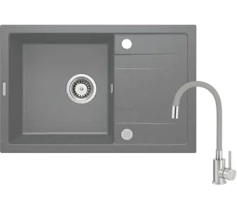 Zlewozmywak Deante Corio ZRCPS113 Szary metalik + bateria Szary