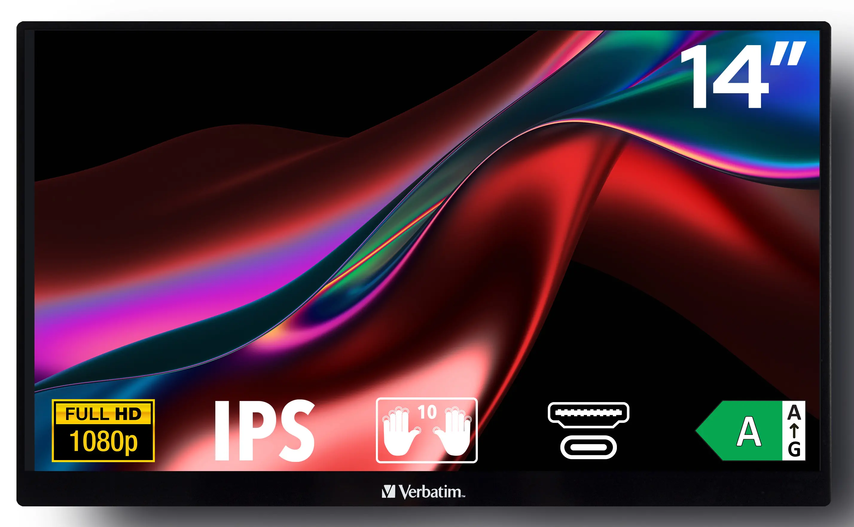 Monitor Verbatim PMT-14 49591 14" Full HD IPS 60Hz 6ms Przenośny Dotykowy
