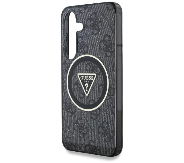 Guess 4G Glitter Triangle Buttons MagSafe do Galaxy S25 Plus Czarny