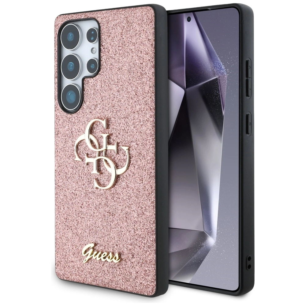 Etui Guess Fixed Glitter Big 4G Metal Logo do Galaxy S25 Ultra Różowy