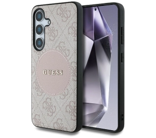 Guess 4G Round Patch Classic Logo MagSafe do Galaxy S25 Plus Różowy