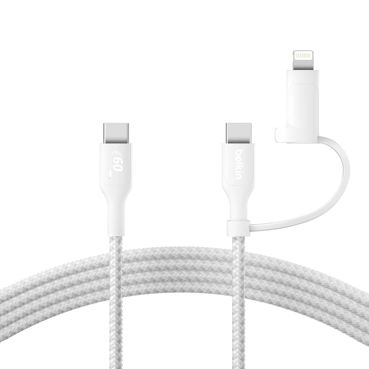 Kabel Belkin 2w1 USB-C do Lightning 60W 1,5m Biały