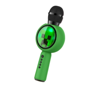 Mikrofon z głośnikiem Bluetooth OTL Technologies Minecraft Creeper PopSing LED Light Up Wireless Karaoke 5W Zielony